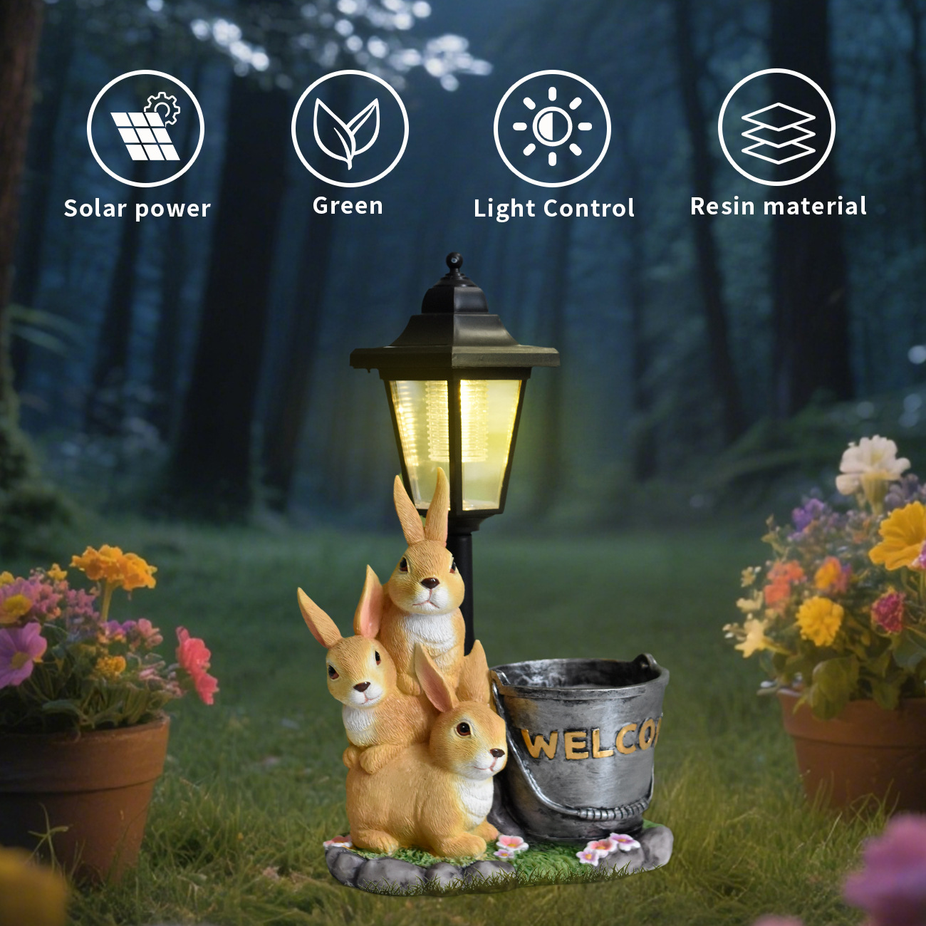 New rabbit solar garden light  - Bonsai Garden Accessories ulasan dan harga